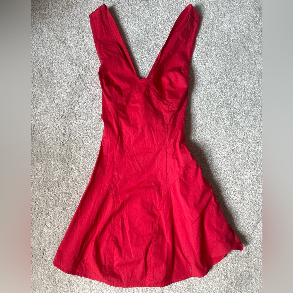Free People Red Fit and Flare Mini Dress